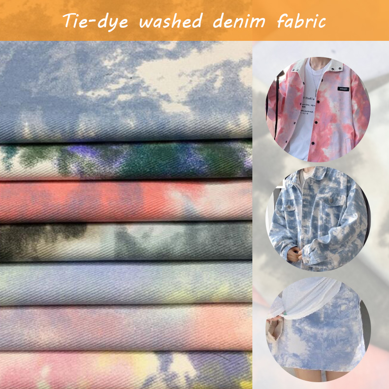 Sewing Tie Dye - Tela vaquera lavada teñida anudada de